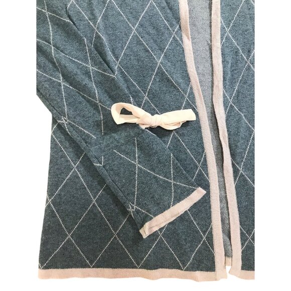 BELLDINI Women’s Gray And Pink Cardigan Wrap Sweater With Bow Wrist Ties Size M - Picture 3 of 6